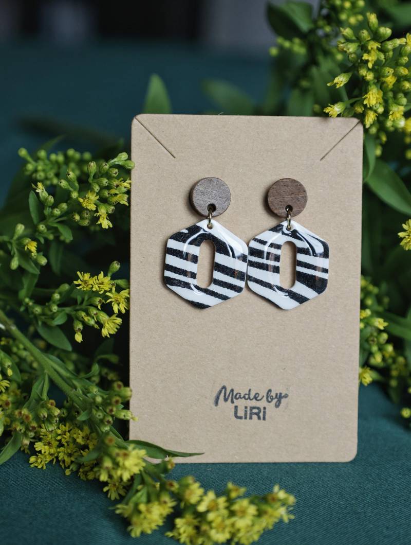 Statement-Ohrringe Raute Zebra Mit Holz | Vergoldetes 925 Sterling Silber Statement-Ohrringe Raute Zebra Mit Holz | Vergoldetes 925 Sterling Silber von MadebyLiri