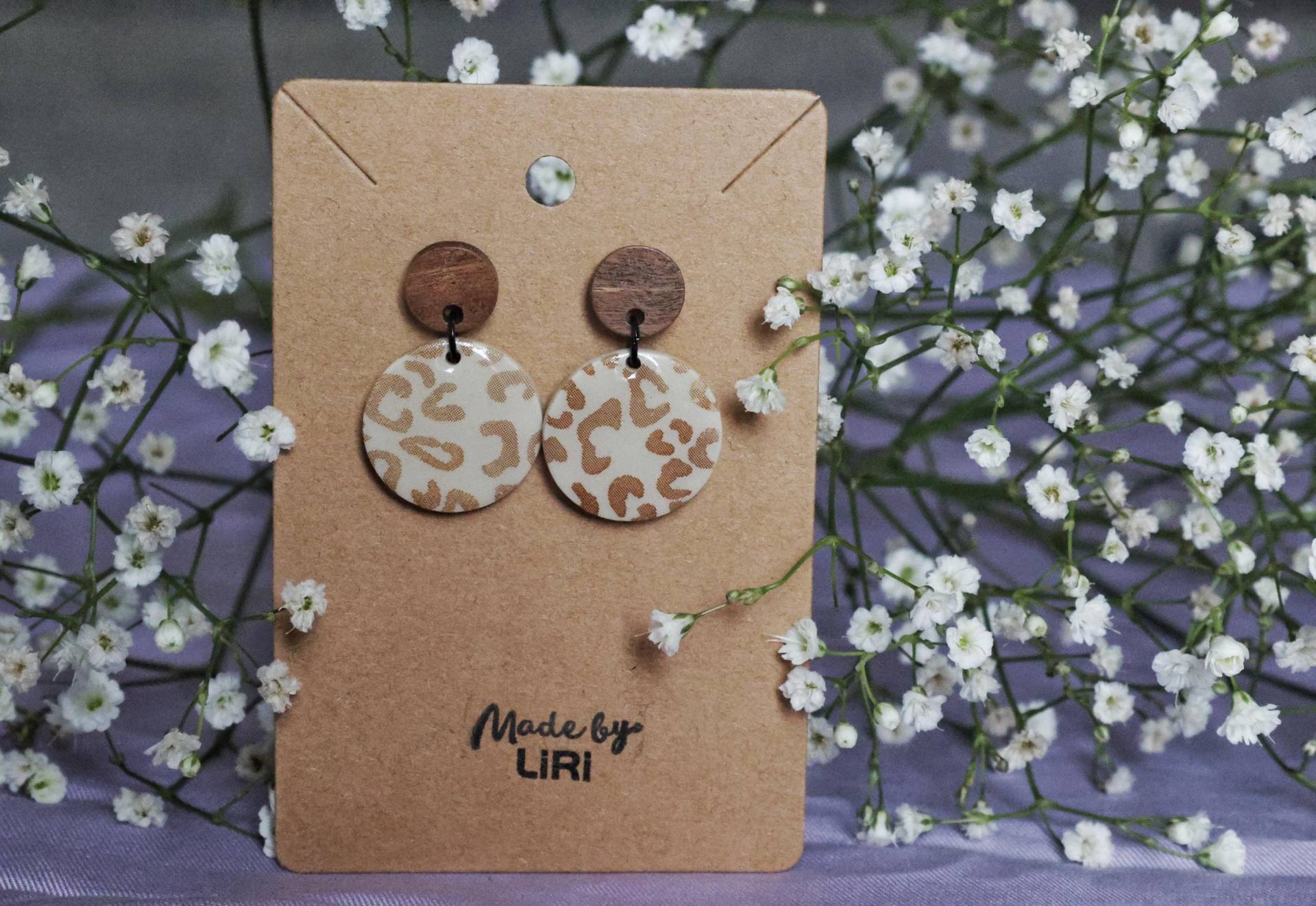 Statement-Ohrringe Rund Leo Mit Holz Verschiedene Varianten | 925 Sterlingsilber von MadebyLiri