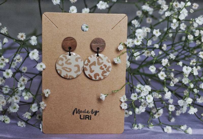 Statement-Ohrringe Rund Leo Mit Holz Verschiedene Varianten | 925 Sterlingsilber von MadebyLiri