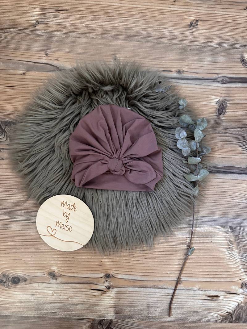 Turban Mütze Mädchen Baby Altmauve von MadebyMeise