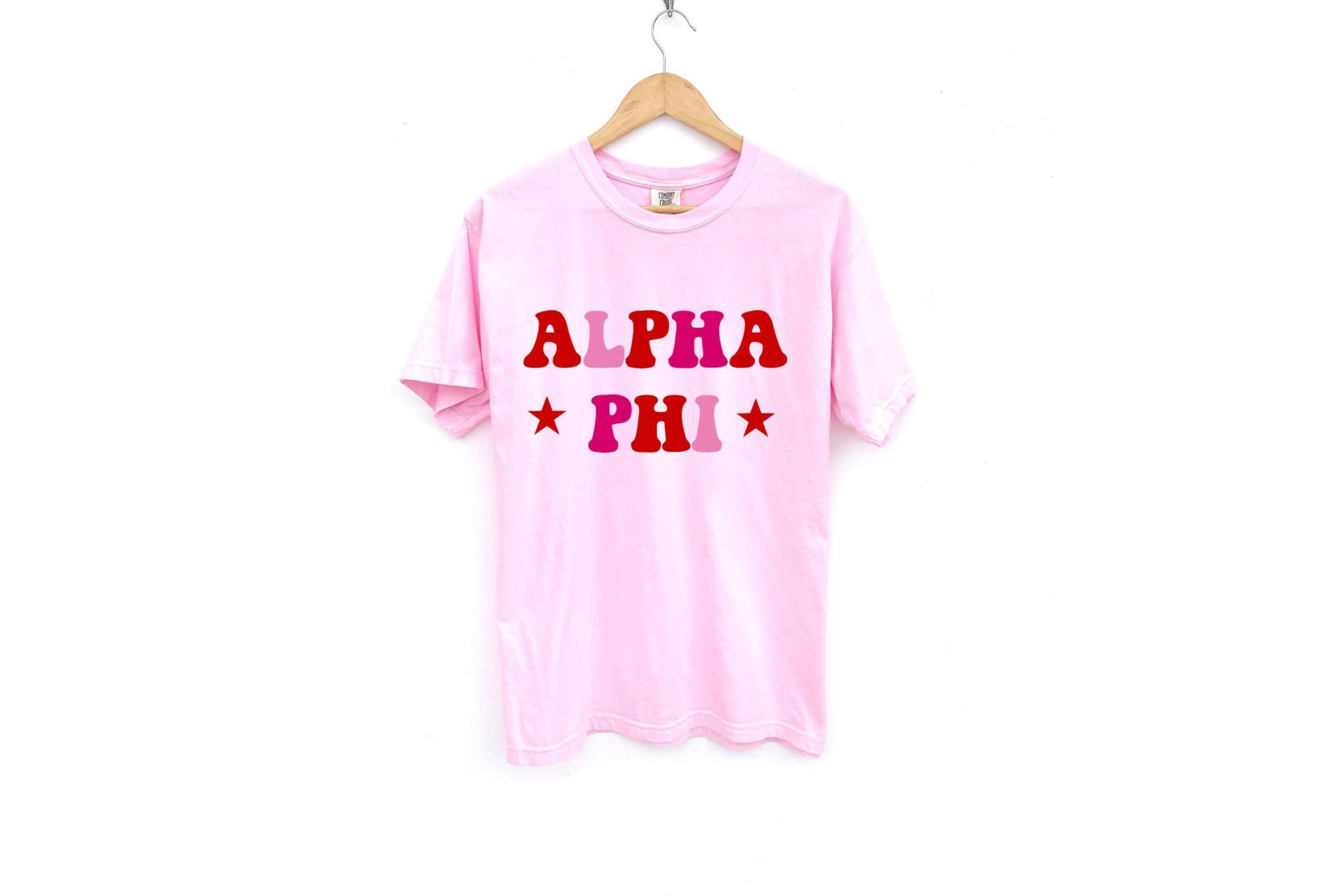 Alpha Phi/Rosa Rote Sterne Sorority Shirt Comfort Colors von MadebyMollzShop