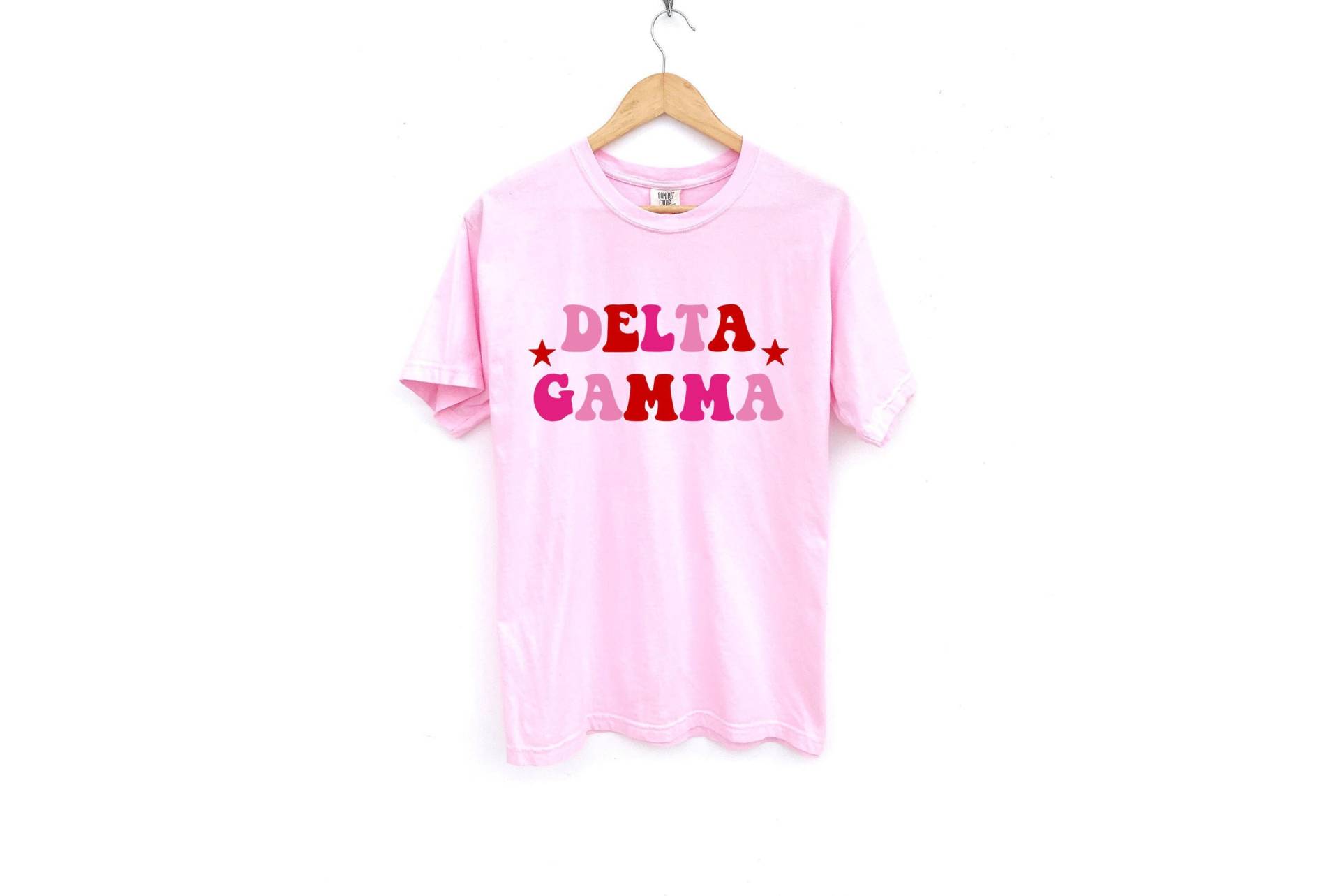 Delta Gamma/Pink Red Stars Sorority Shirt Comfort Colors von MadebyMollzShop