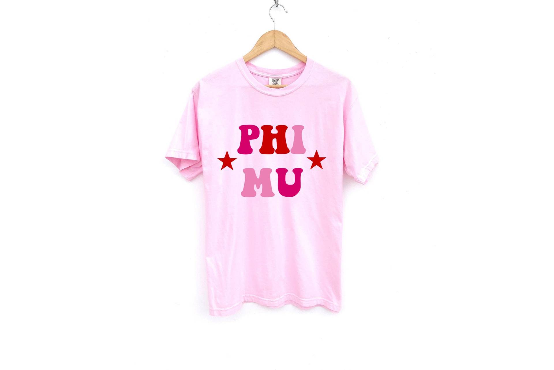 Phi Mu/Rosa Rote Sterne Sorority Shirt Comfort Colors von MadebyMollzShop