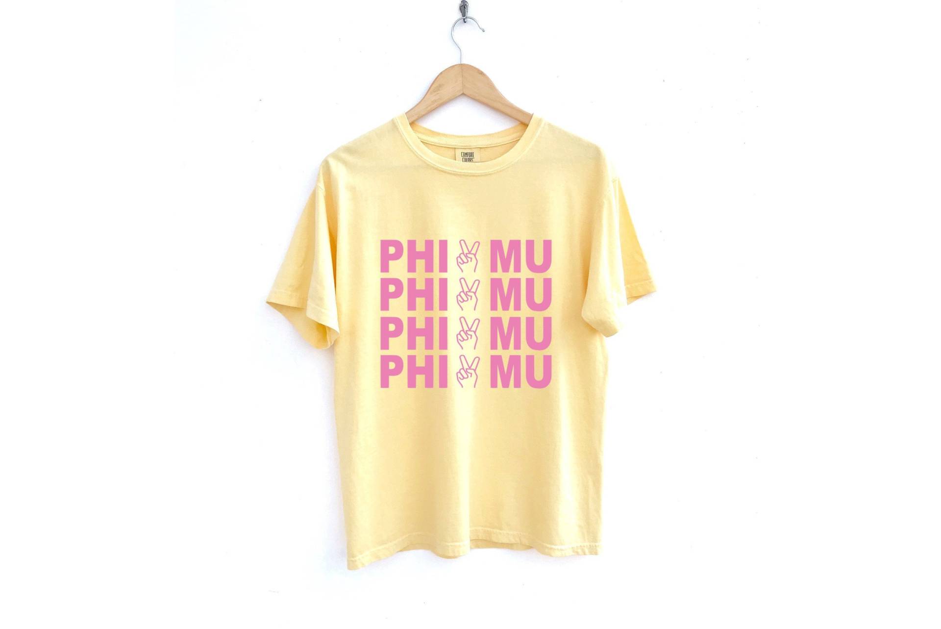 Phi Mu - Pinkes Und Gelbes Peace Sorority Shirt Comfort Colors Butter von MadebyMollzShop