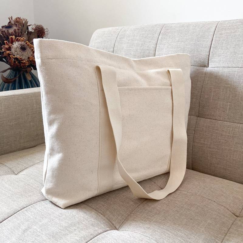 Tote Bag Canvas in Beige | Shopper Bag Made Of Cotton Inside Pocket With Zipper For Yoga, Sports, Beach & Shopping Minimalistic Tote Bag Canvas in Beige | Shopper Bag Made Of Cotton Inside Pocket With Zipper For Yoga, Sports, Beach & Shopping Minimalistic von MadebyMonaAtelier