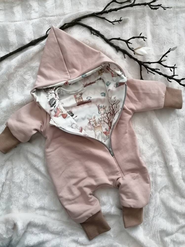 Baby Overall French Terry 50 56 62 74 80 Waldtiere Beige Baby Overall French Terry 50 56 62 74 80 Waldtiere Beige von MadebyNatmmmkir