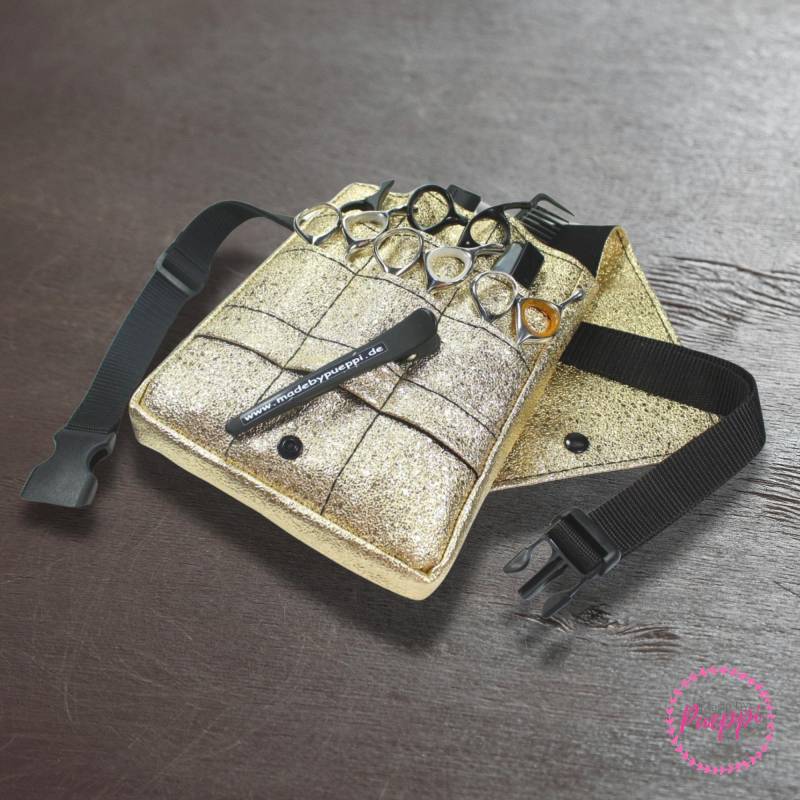 Glitzer Friseurtasche Im Design Shining Gold Friseurwerkzeugtasche Friseurscherentasche Friseurgürteltasche Friseurgeschenk von MadebyPueppi
