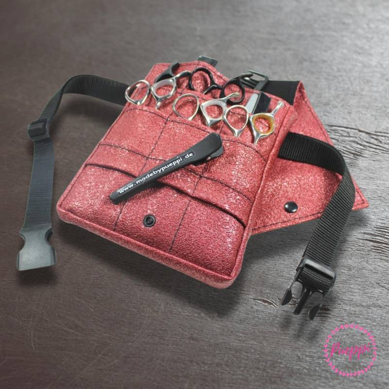 Glitzer Friseurtasche Im Design Shining Matt Red Friseurwerkzeugtasche Friseurscherentasche Friseurgürteltasche Friseurgeschenk von MadebyPueppi