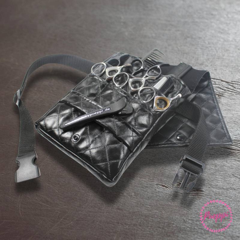 Kunstleder Friseurtasche Im Design Quilted Black Shine Friseurwerkzeugtasche Friseurscherentasche Friseurgürteltasche Friseurgeschenk von MadebyPueppi