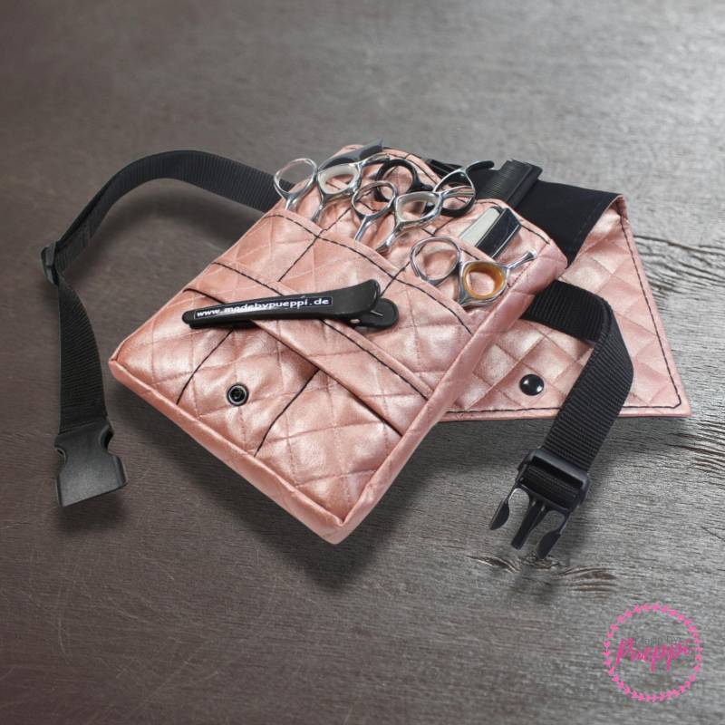 Kunstleder Friseurtasche Im Design Quilted Rose Shine Friseurwerkzeugtasche Friseurscherentasche Friseurgürteltasche Friseurgeschenk von MadebyPueppi