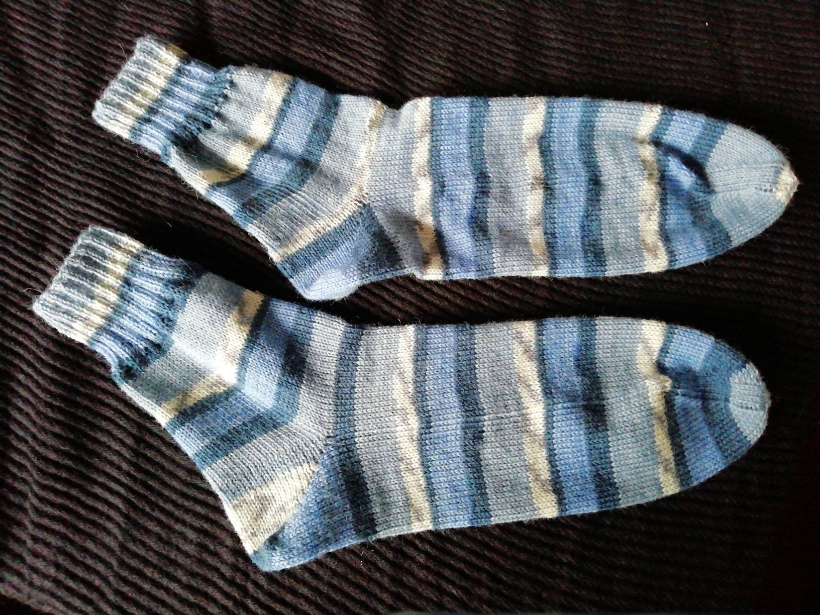 Selbstgestrickte Socken, Gr.39-42 Neu, Handarbeit, Versch.blautöne, Damen Und Herren von Madebydanieladesigns