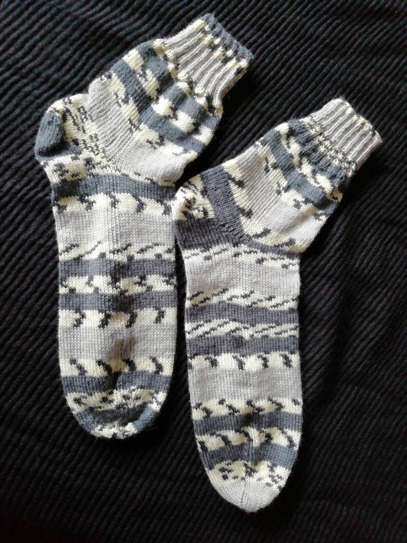 Selbstgestrickte Socken, Gr.40-42 Neu, Handarbeit, Grautöne, Damen Und Herren von Madebydanieladesigns