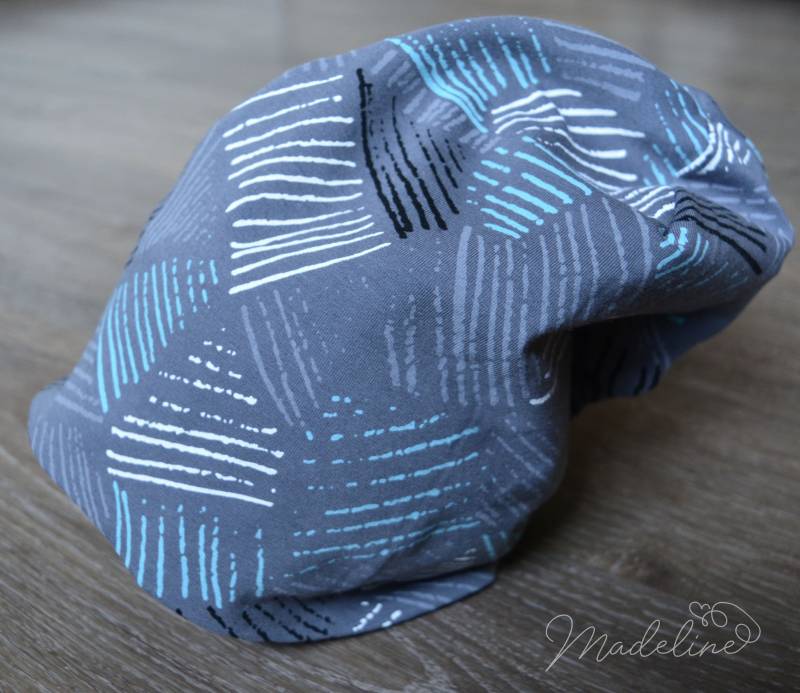 Wendebeanie, Geometrisch Dreiecke, Streifen, Türkis, Blau, Grau, Wendemütze, Jersey Wendebeanie, Geometrisch Dreiecke, Streifen, Türkis, Blau, Grau, Wendemütze, Jersey von MadelineKreationen