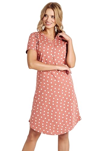 Mademoiselle Sommeil Damen Nachthemd Kurzarm | Rot mit hellem Rosa Punktedruck | 100% Baumwolle | V-Ausschnitt mit Knopfleiste | Europäische Qualität Mademoiselle Sommeil Damen Nachthemd Kurzarm | Rot mit hellem Rosa Punktedruck | 100% Baumwolle | V-Ausschnitt mit Knopfleiste | Europäische Qualität von Mademoiselle Sommeil