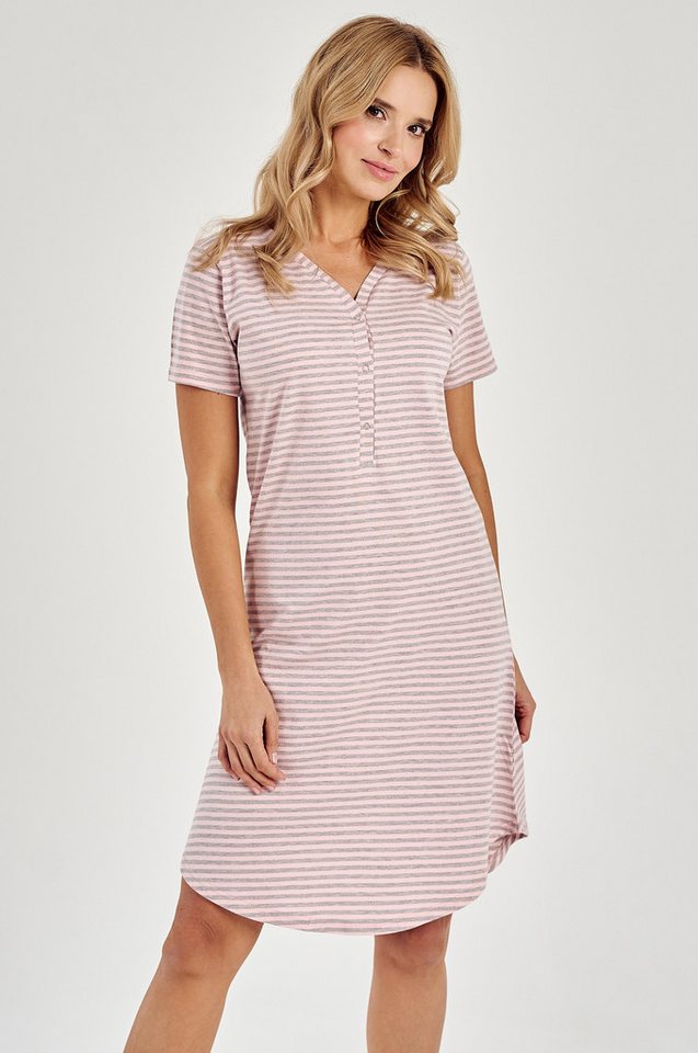 Mademoiselle Sommeil Nachthemd in süßem Streifenlook mit Knopfleiste von Mademoiselle Sommeil