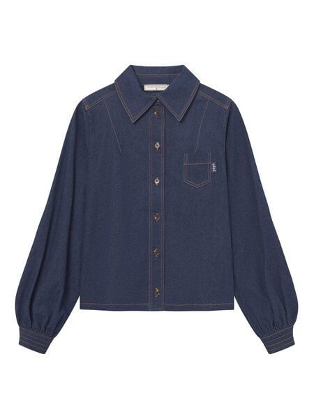 Mademoiselle YéYé Jeans Bluse mit Ballonärmeln aus Bio-Baumwolle von Mademoiselle YéYé