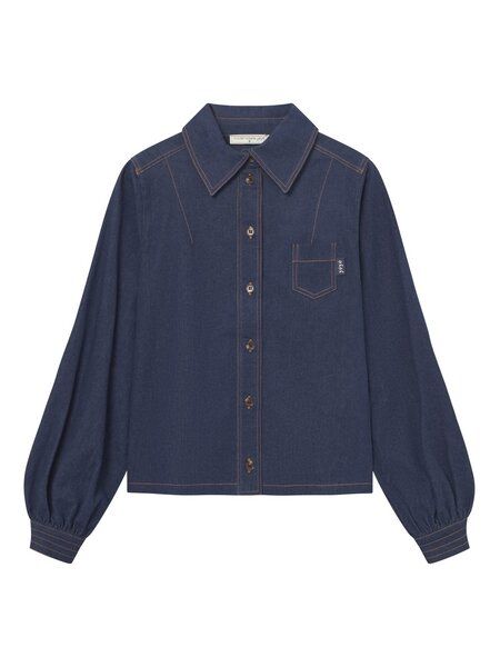 Mademoiselle YéYé Jeans Bluse mit Ballonärmeln aus Bio-Baumwolle von Mademoiselle YéYé