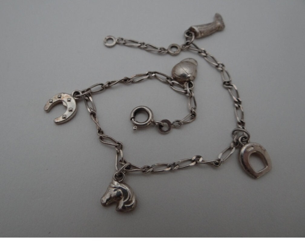 Reit-Charm-Armband; Vintage Silberarmband Und Charms; 80 Jahre; Sammlerstück; Für Sie; Silberschmuck von MademoiselleChineuse