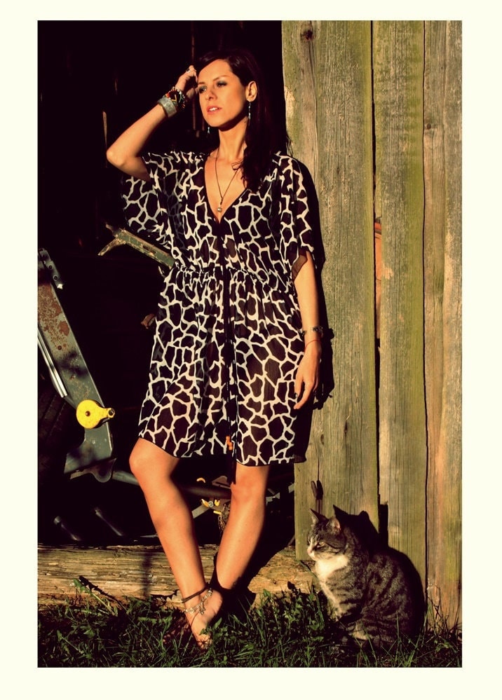 Boho-stil Vintage Kleid Okay Oversize Animal Print von MademoisellePatrini