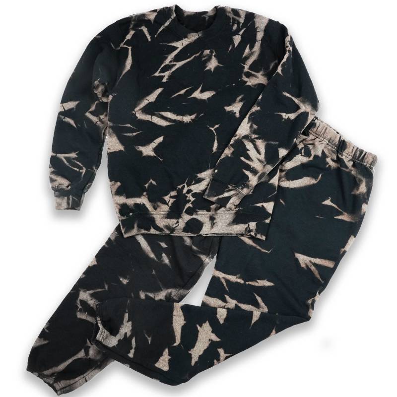 Bleach Reverse Tie Dye Sweatshirt Set L Handgemachter Farbstoff Rückseite Crewneck Personalisiert Geschenk von Mademydays