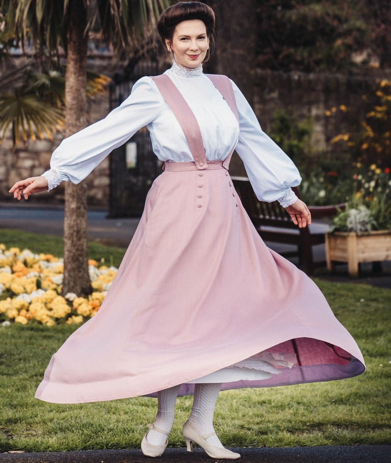Edwardian Leinenrock-Kleid Mit Hosenträgern 2-In-1 Reenactment Kleidung von Madeofsentiments