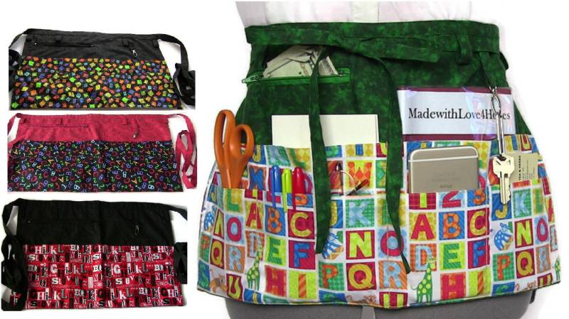 Lehrerschürze/Schürze Mit Taschen/Halbschürze Reißverschlusstasche/Lehrer Geschenk/Lehrer Wertschätzung/Lehrmittel von MadewithLove4Hopes