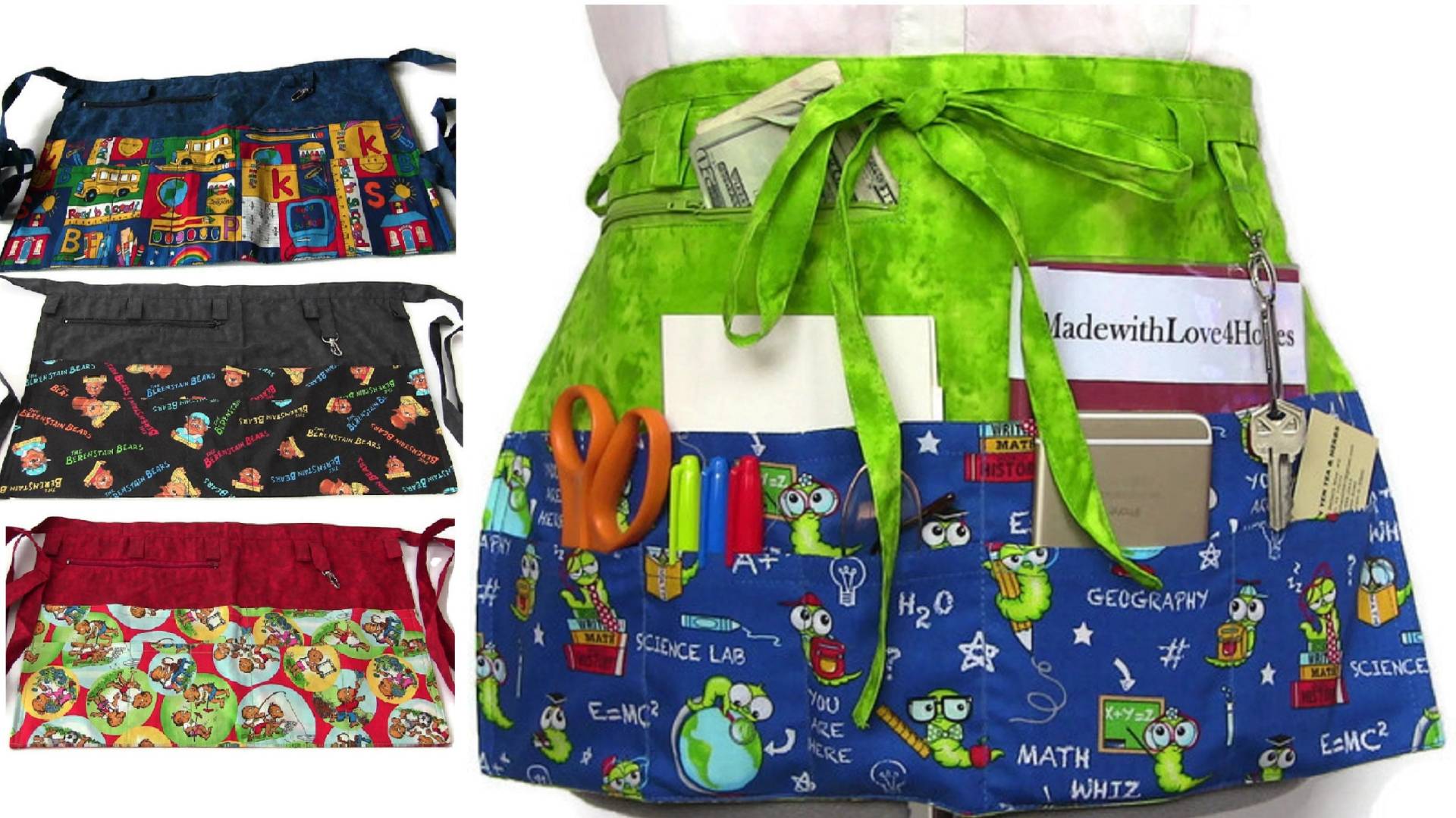 Lehrerschürze/Schürze Mit Taschen/Halbschürze Reißverschlusstasche/Lehrer Geschenk/Lehrer Wertschätzung/Lehrmittel von MadewithLove4Hopes