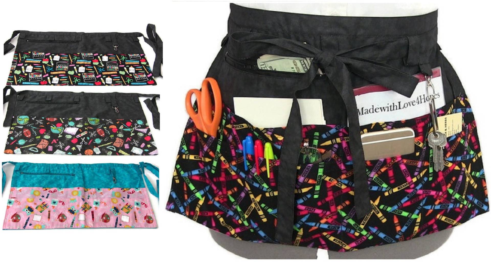 Schürze Für Lehrer Mit Taschen/Halbschürze Reißverschlusstasche/Geschenk Lehrer/Weihnachtsgeschenk Lehrer/Lehrmittel von MadewithLove4Hopes