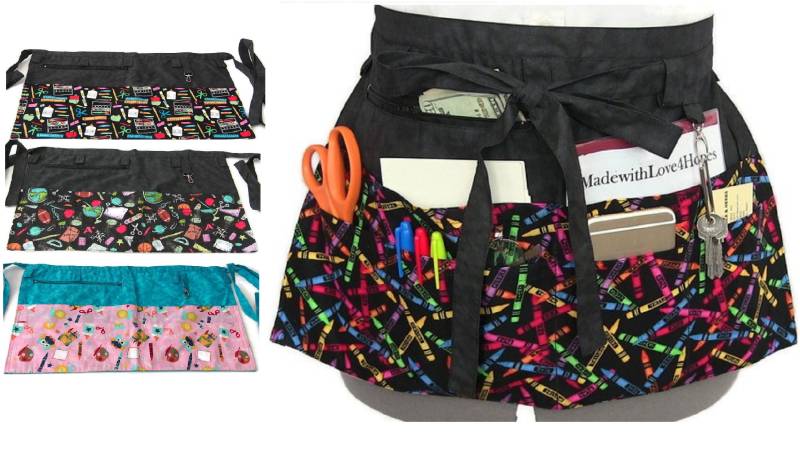 Schürze Für Lehrer Mit Taschen/Halbschürze Reißverschlusstasche/Geschenk Lehrer/Weihnachtsgeschenk Lehrer/Lehrmittel von MadewithLove4Hopes