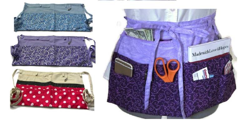 Schürze Mit Taschen/Kaufschürze/Halbschürze/Lehrerschürze/Händlerschürze/Hüftschürze/Kellnerschürze Reißverschlusstasche/Servierschürze von MadewithLove4Hopes