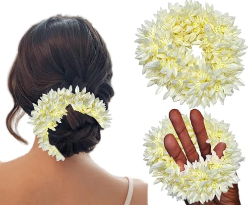 Mogra Gajra Haarschmuck für Frauen & Mädchen Haarblume Dutt Künstliche Fake Gajra Scrunchies Gummiband Premium & Voluminös Mogra Gajra Haarschmuck für Frauen & Mädchen Haarblume Dutt Künstliche Fake Gajra Scrunchies Gummiband Premium & Voluminös von Madhav