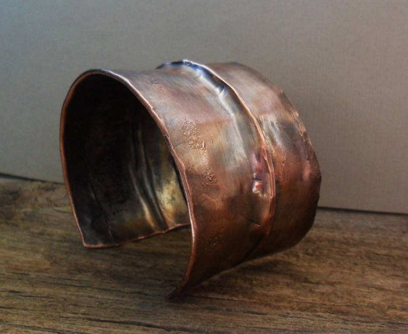 Falten Geformt Kupfer Messing Manschette Armband Männer Frauen von MadiJAXmetals