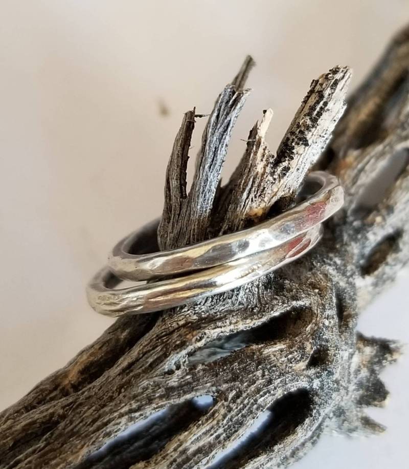 Ring Holzmaserung, Sterling Silber Ring, Stapelbarer Dünner Damen Und Herren Kupfer von MadiJAXmetals