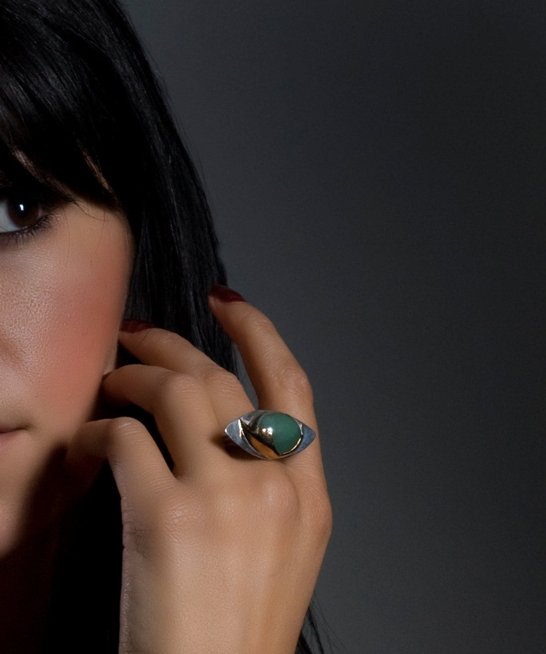sterling Silber Messing Aventurin Ring von MadiJAXmetals