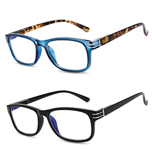 Madison Avenue 2er-pack Lesebrille, Blaulichtfilter Brille fur Damen und Herren, Rechteck Leser mit Federscharniere,Schwarz/Blau +1.00 dioptrien von Madison Avenue