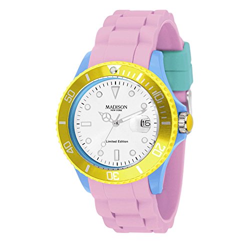 Madison Unisex Datum klassisch Quarz Uhr mit Gummi Armband U4484 von MADISON NEW YORK