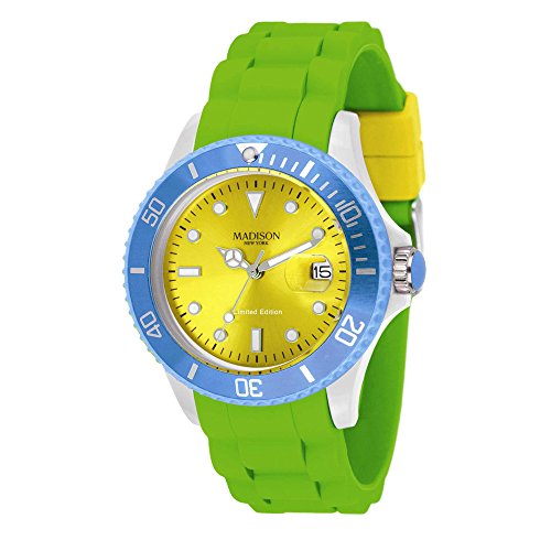 Madison Unisex Datum klassisch Quarz Uhr mit Gummi Armband U4484G Madison Unisex Datum klassisch Quarz Uhr mit Gummi Armband U4484G von MADISON NEW YORK