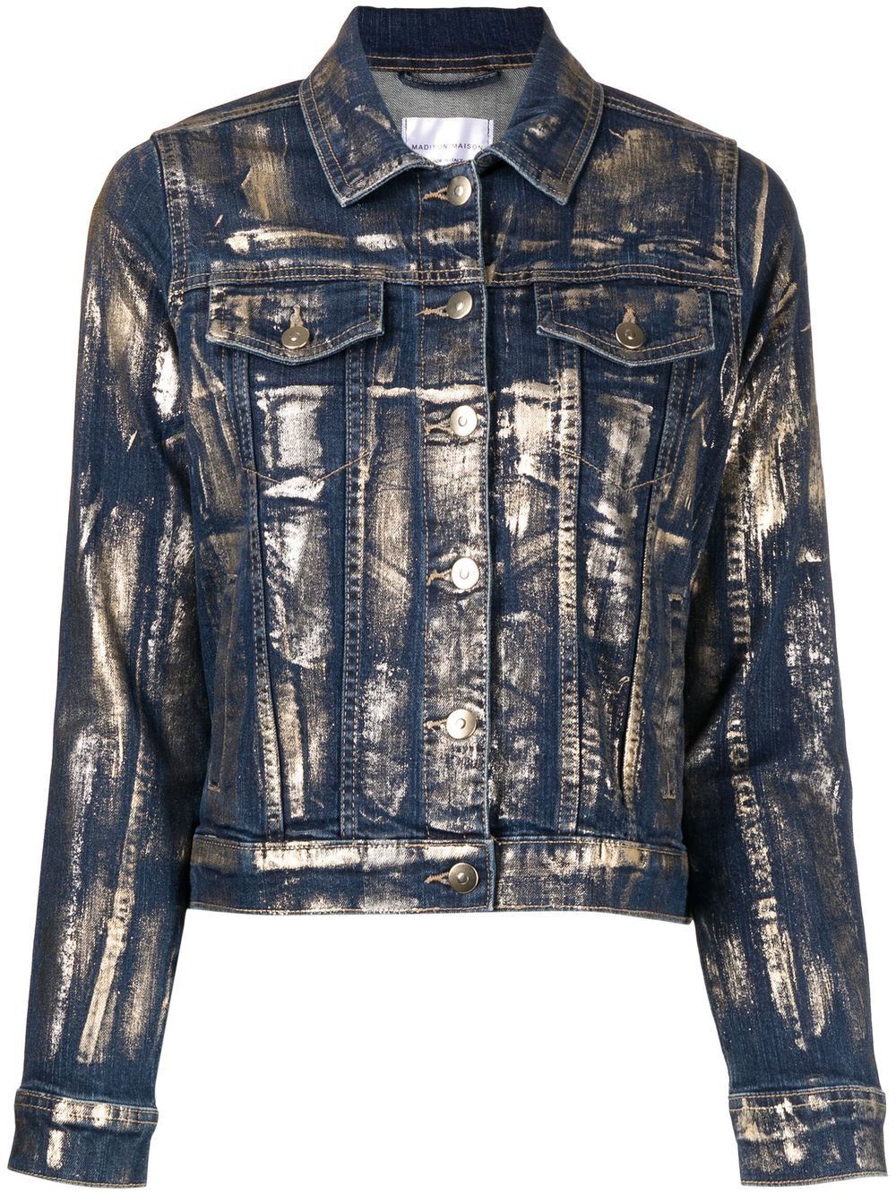 Madison.Maison Jeansjacke mit Metallic-Print - Gold von Madison.Maison