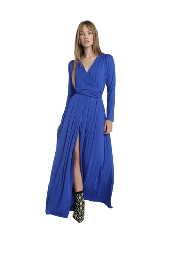 Madnezz House Women's Anastasia Damenkleid, V-Ausschnitt, Elastische Taille, Maxi-Länge Dress, Blau, S von Madnezz House