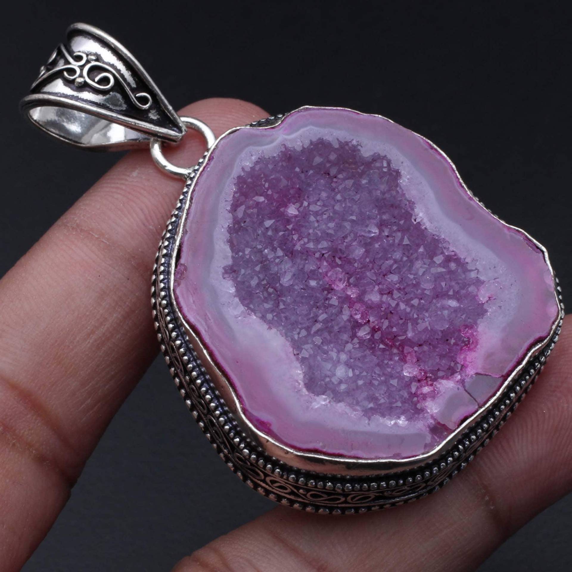 Achat Druzy Anhänger Vintage Stil Frau Halskette Edelstein Geschenk Für Sie Sterling Versilbert Mädchen Pendan Xy2013 von MadonnaJewellery