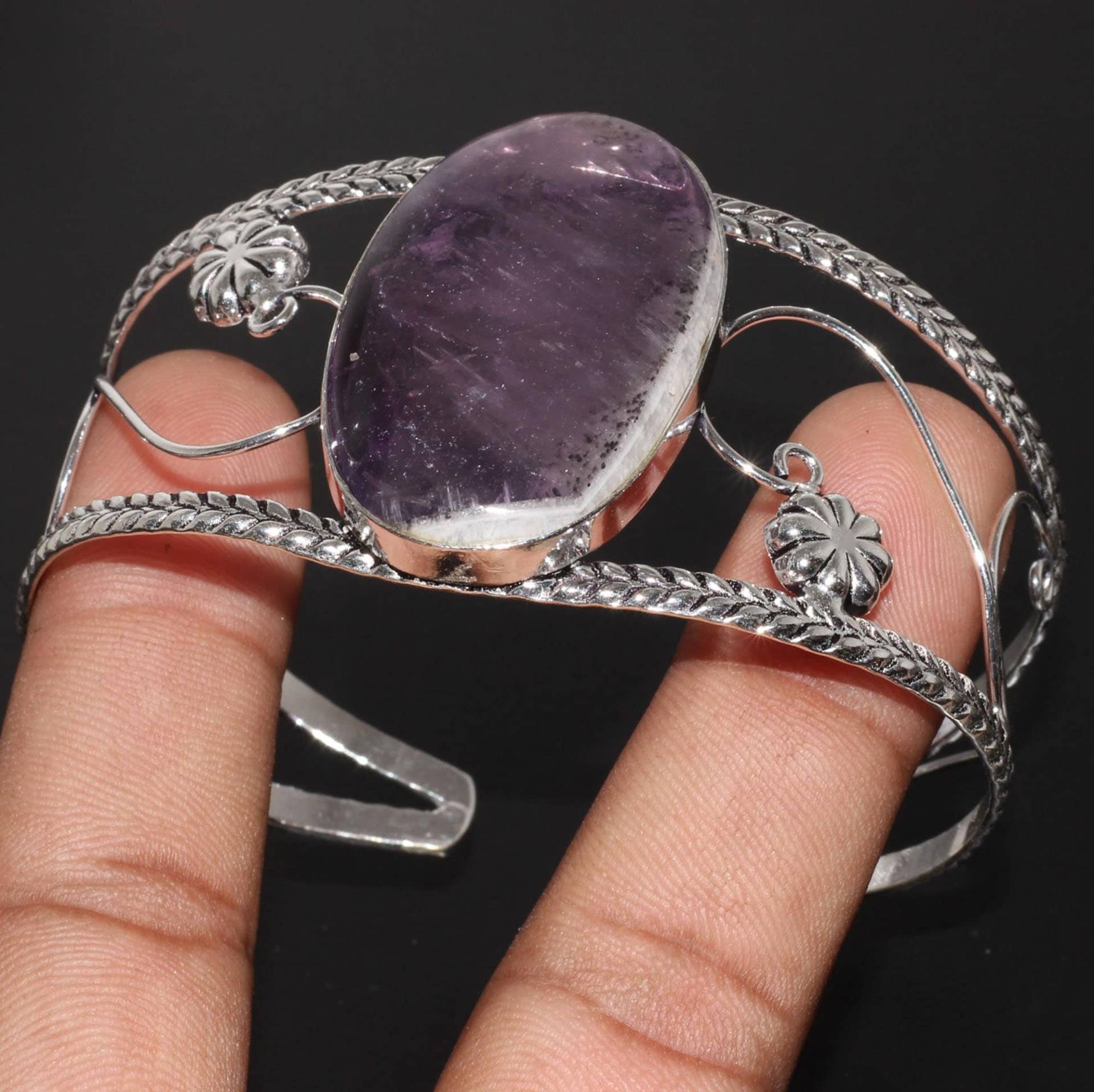 Amethyst Armreif Frau Geschenk Für Mädchen Verstellbarer Sie Sterling Versilberter Edelstein Xy2140 von MadonnaJewellery