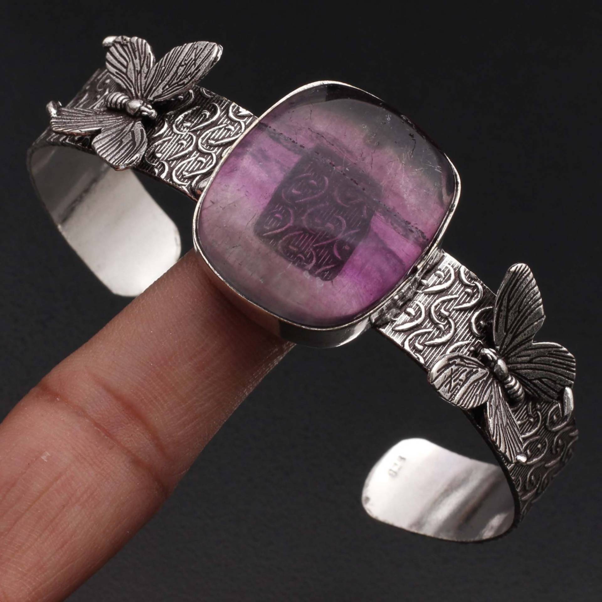 Amethyst Armreif Schmuck Geschenk Für Sie Verstellbarer 925 Sterling Versilbert Unikat Stil Weihnachten Xy465 von MadonnaJewellery