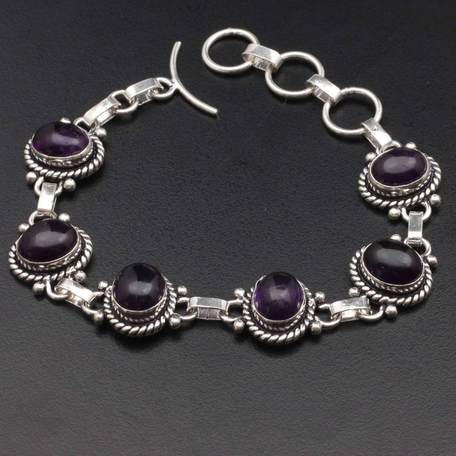 Amethyst Edelstein Armband Frau Schmuck Geschenk Für Mädchen Sie Sterling Silber Plissee Xy911 von MadonnaJewellery