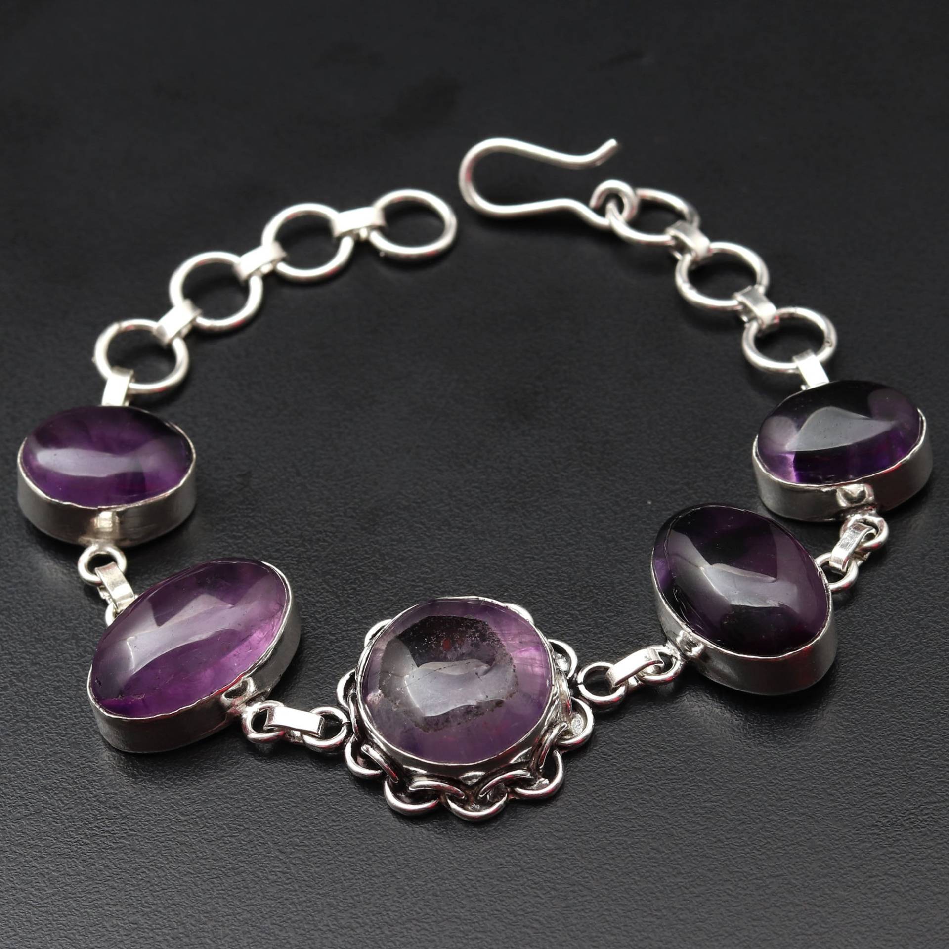 Amethyst Edelstein Armband Schmuck Geschenk Für Mädchen Sie Sterling Silber Plissee Schönes von MadonnaJewellery