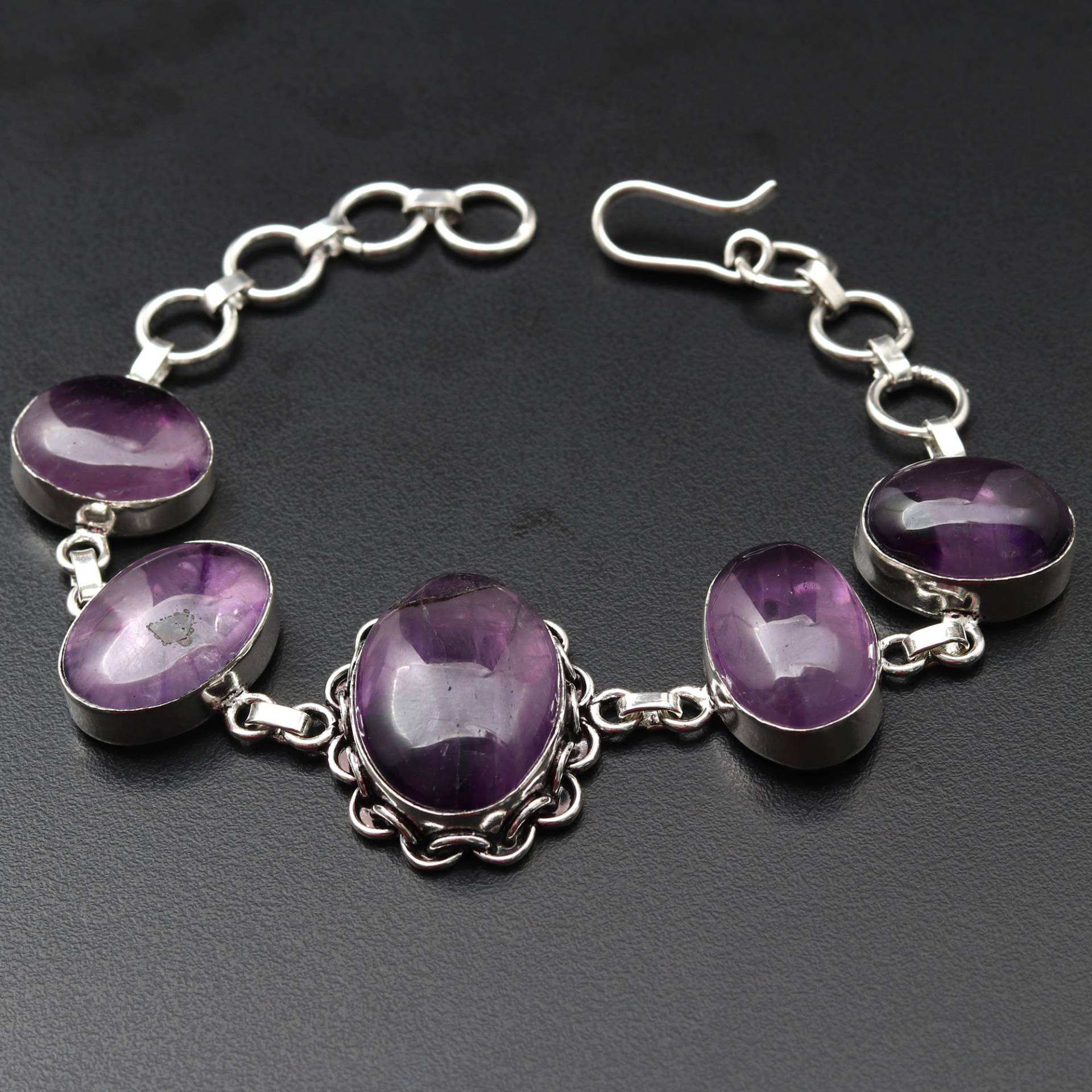 Amethyst Edelstein Armband Schmuck Geschenk Für Mädchen Sie Sterling Silber Plissee Schönes von MadonnaJewellery