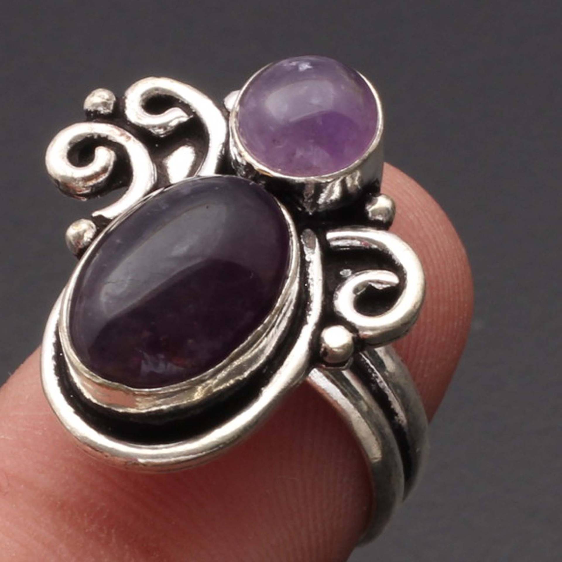 Amethyst Edelstein Handgemacht Ring Geschenk Für Ihn 925 Sterling Versilbert Schmuck Sie Größe 7 Xy195 von MadonnaJewellery