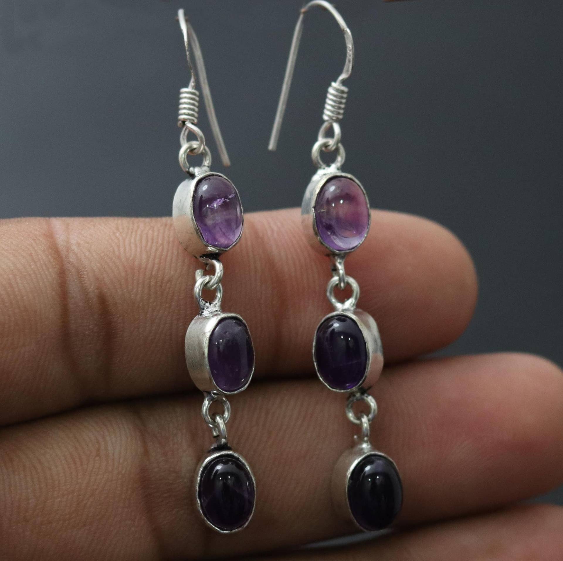 Amethyst Edelstein Ohrringe, Geschenk Für Sie Ohrringe Schmuck Sterling Versilbert Mädchen Multistone von MadonnaJewellery