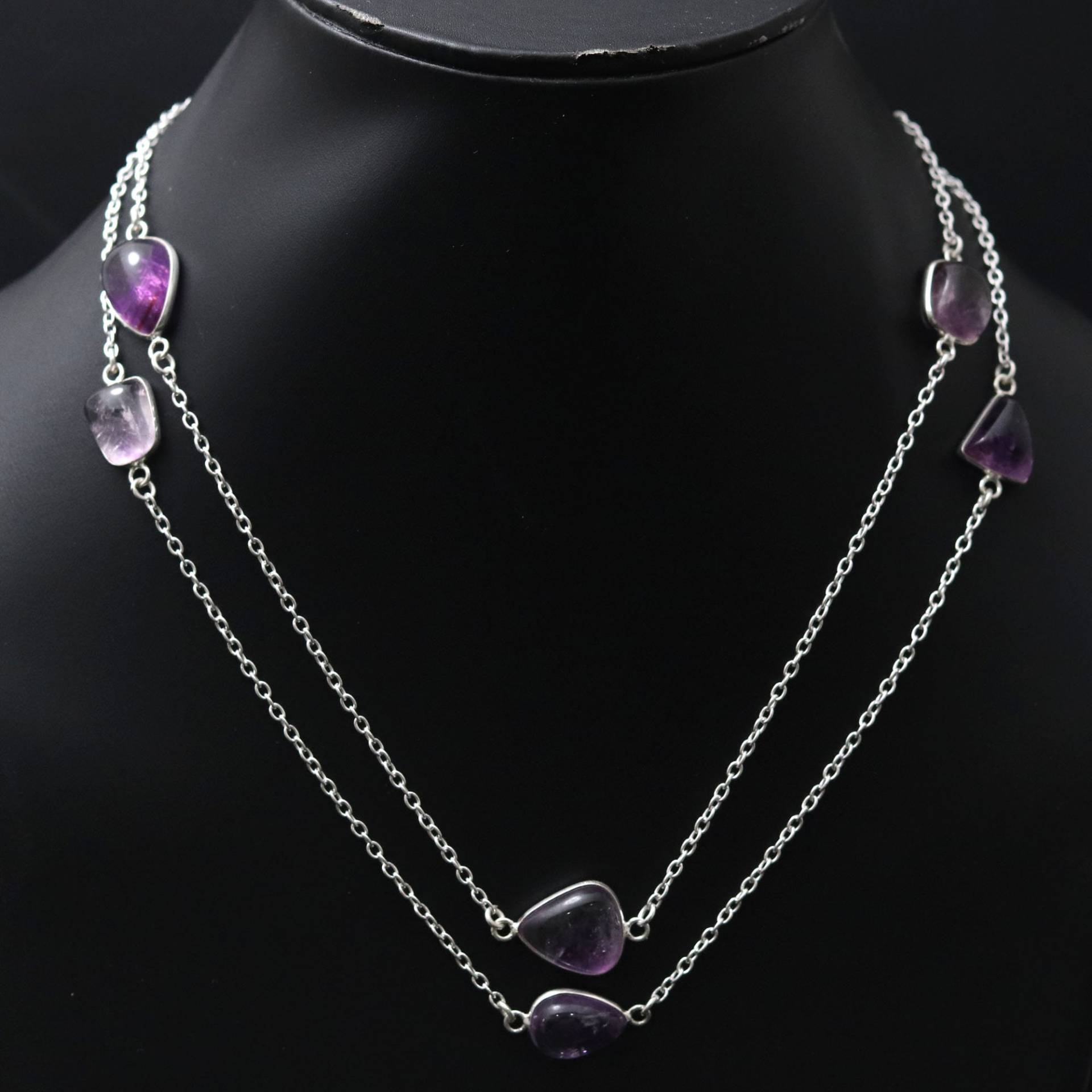 Amethyst Kette Halskette Edelstein Schmuck Frau Geschenk Für Sie Sterling Versilbert Mädchen Anhänger von MadonnaJewellery