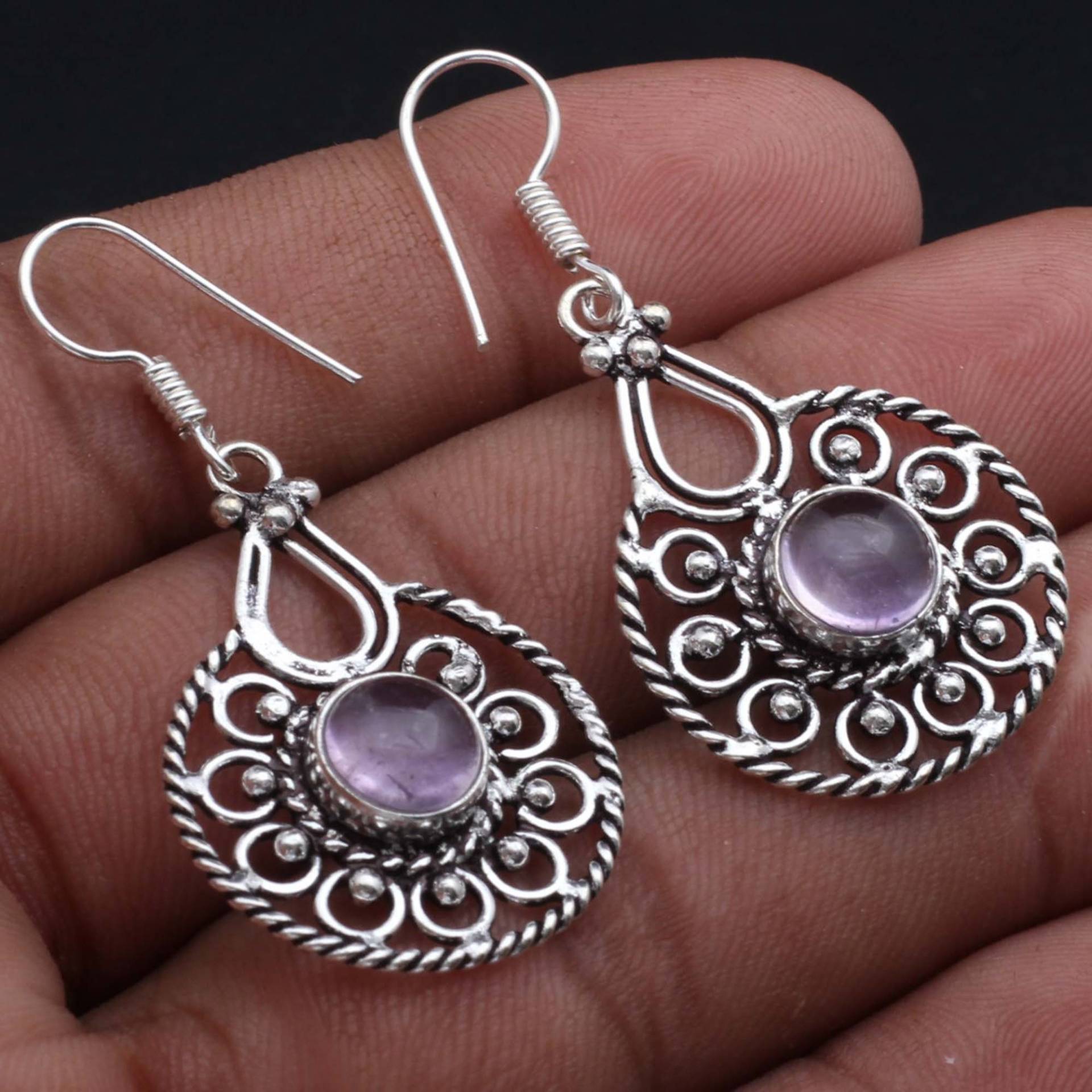 Amethyst Ohrringe Schmuck Antik Stil Geschenk Für Mädchen Sterling Versilbert Edelstein Xy-2047 von MadonnaJewellery