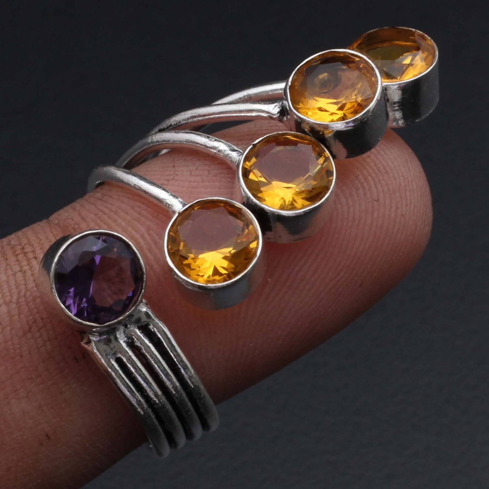 Amethyst Peridot Edelstein Handarbeit Ring Verstellbar Geschenk Für Ihn 925 Sterling Versilbert Schmuck Sie Xy2101 von MadonnaJewellery